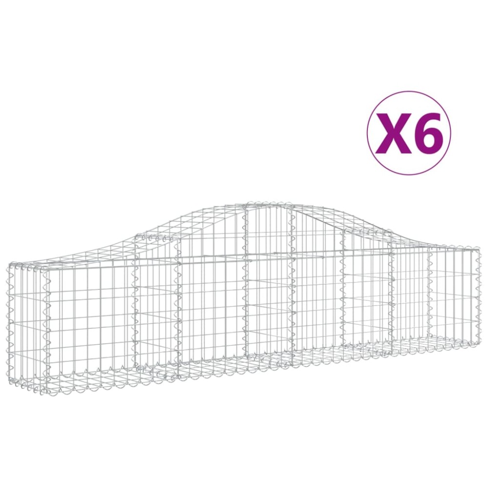 vidaXL Συρματοκιβώτια Τοξωτά 6 τεμ. 200x30x40/60 εκ. Γαλβαν. Ατσάλι