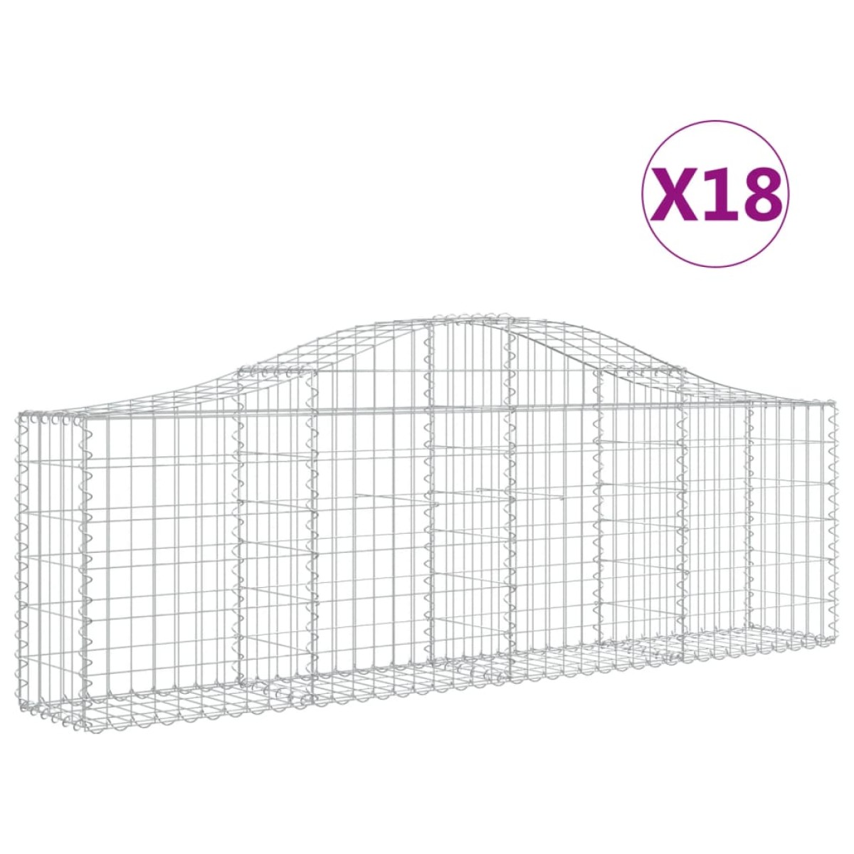 vidaXL Συρματοκιβώτια Τοξωτά 18 τεμ. 200x30x60/80 εκ. Γαλβαν. Ατσάλι