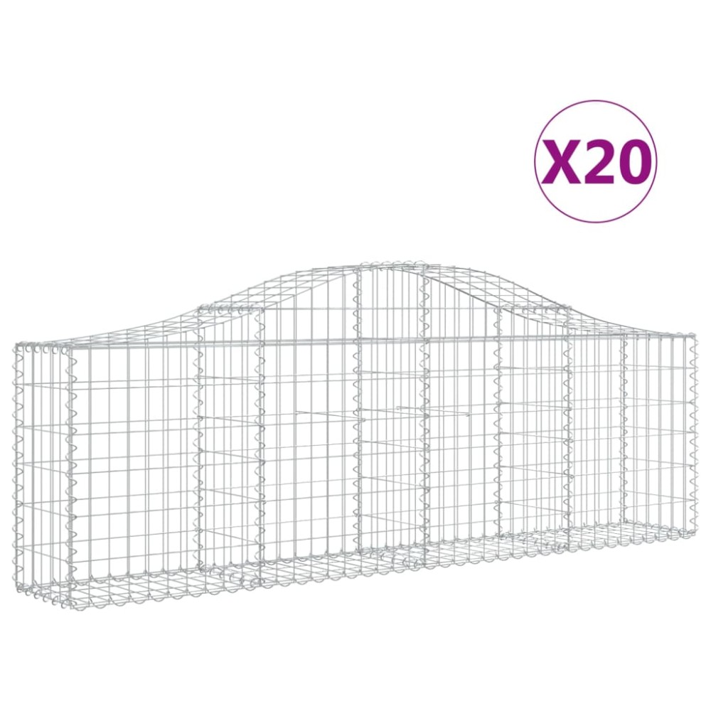 vidaXL Συρματοκιβώτια Τοξωτά 20 τεμ. 200x30x60/80 εκ. Γαλβαν. Ατσάλι