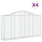 vidaXL Συρματοκιβώτια Τοξωτά 4 τεμ. 200x30x100/120 εκ. Γαλβαν. Ατσάλι
