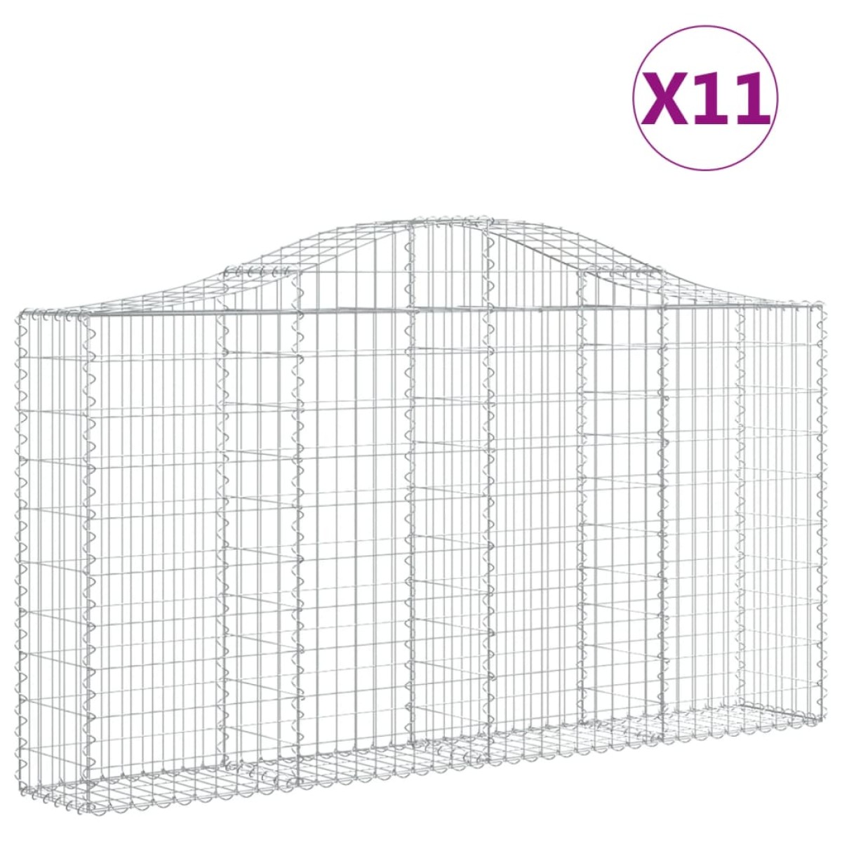 vidaXL Συρματοκιβώτια Τοξωτά 11 τεμ. 200x30x100/120 εκ. Γαλβαν. Ατσάλι
