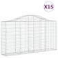 vidaXL Συρματοκιβώτια Τοξωτά 15 τεμ. 200x30x100/120 εκ. Γαλβαν. Ατσάλι