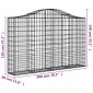 vidaXL Συρματοκιβώτια Τοξωτά 2 τεμ. 200x30x120/140 εκ. Γαλβαν. Ατσάλι