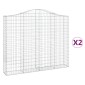 vidaXL Συρματοκιβώτια Τοξωτά 2 τεμ. 200x30x160/180 εκ. Γαλβαν. Ατσάλι