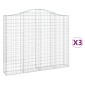 vidaXL Συρματοκιβώτια Τοξωτά 3 τεμ. 200x30x160/180 εκ. Γαλβαν. Ατσάλι