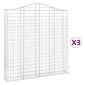 vidaXL Συρματοκιβώτια Τοξωτά 3 τεμ. 200x30x200/220 εκ. Γαλβαν. Ατσάλι