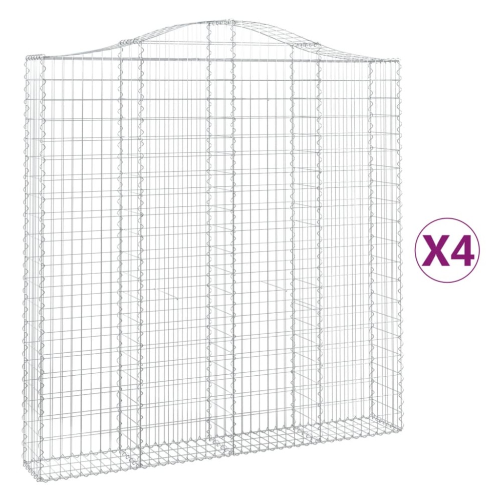 vidaXL Συρματοκιβώτια Τοξωτά 4 τεμ. 200x30x200/220 εκ. Γαλβαν. Ατσάλι