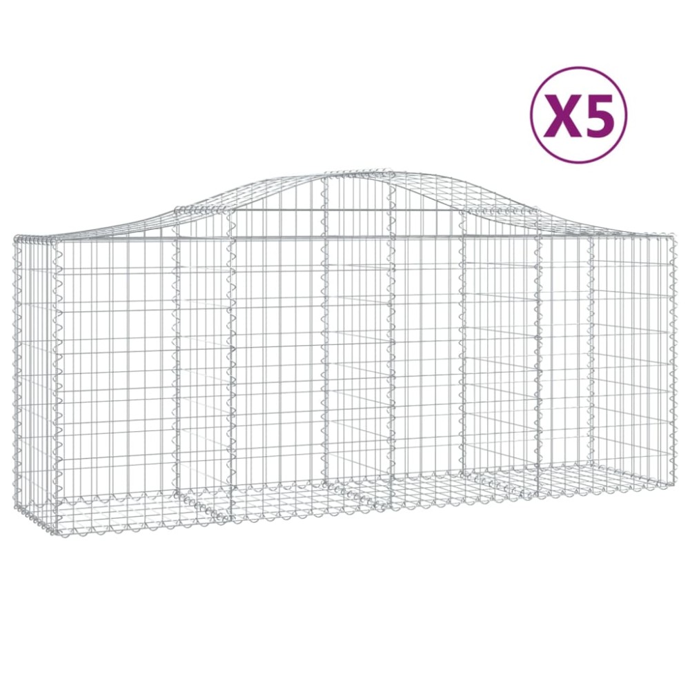 vidaXL Συρματοκιβώτια Τοξωτά 5 τεμ. 200x50x80/100 εκ. Γαλβαν. Ατσάλι