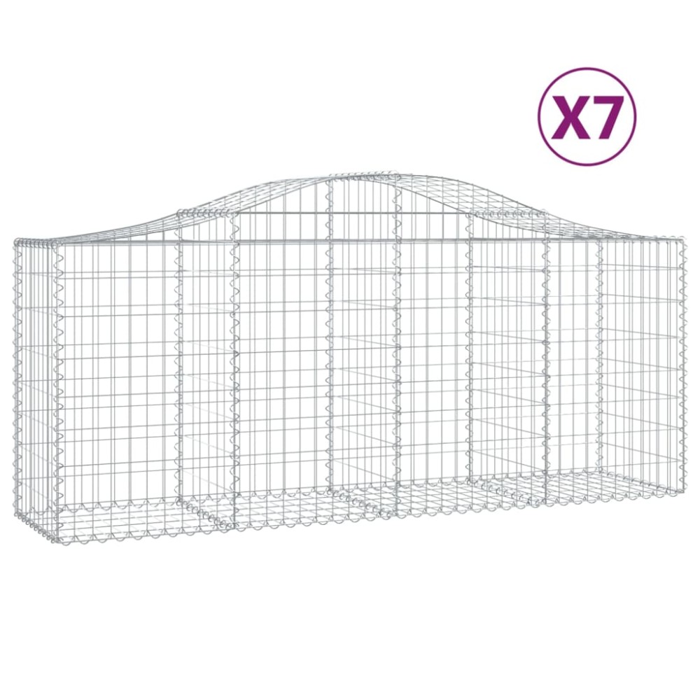 vidaXL Συρματοκιβώτια Τοξωτά 7 τεμ. 200x50x80/100 εκ. Γαλβαν. Ατσάλι