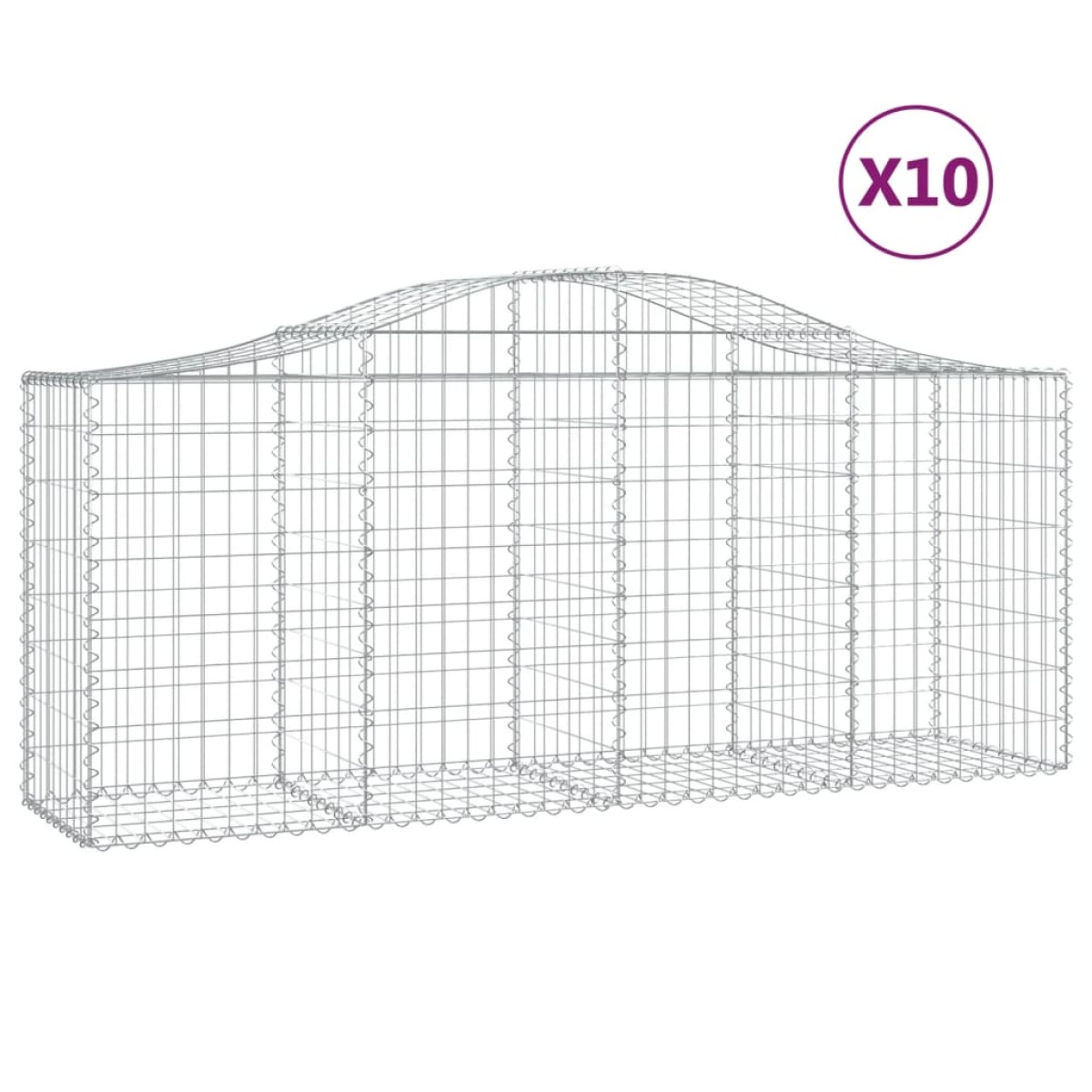 vidaXL Συρματοκιβώτια Τοξωτά 10 τεμ. 200x50x80/100 εκ. Γαλβαν. Ατσάλι