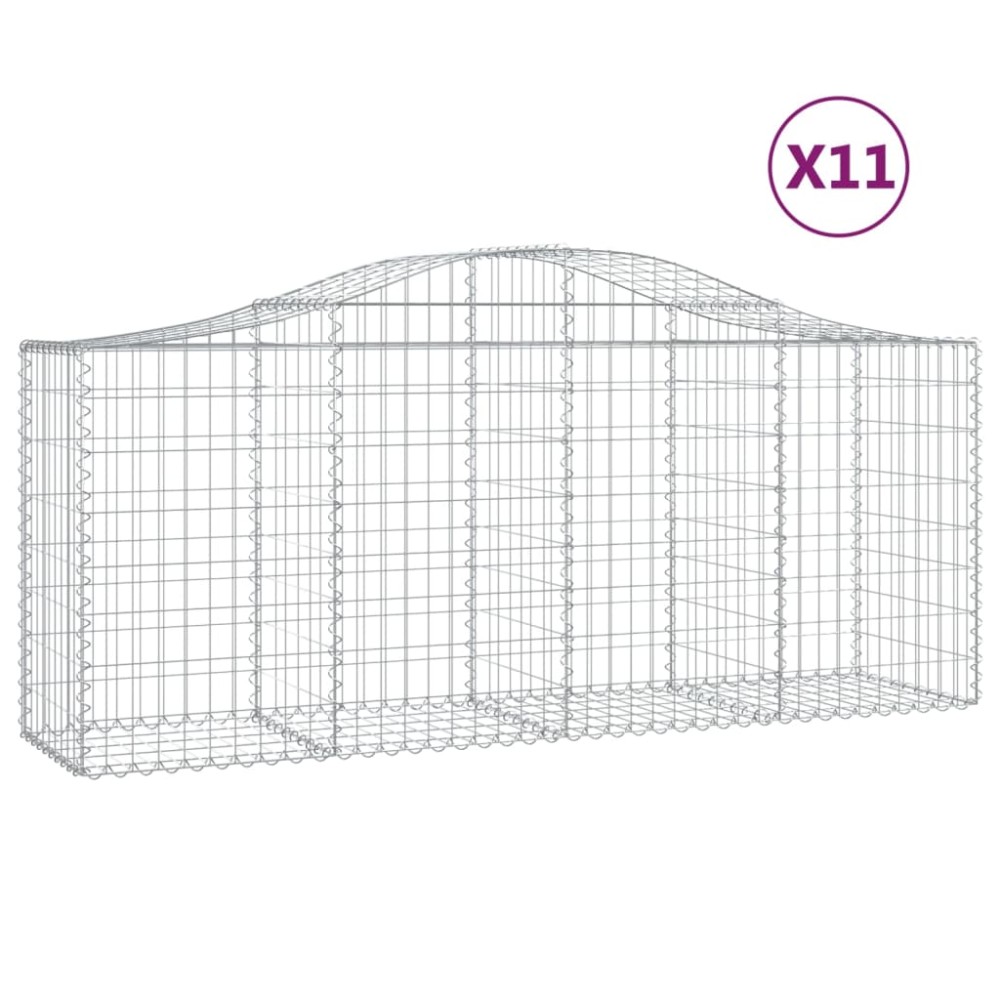 vidaXL Συρματοκιβώτια Τοξωτά 11 τεμ. 200x50x80/100 εκ. Γαλβαν. Ατσάλι