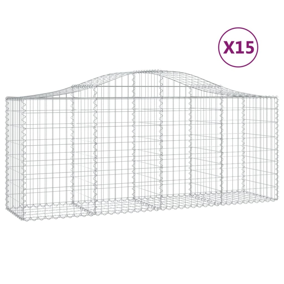 vidaXL Συρματοκιβώτια Τοξωτά 15 τεμ. 200x50x80/100 εκ. Γαλβαν. Ατσάλι