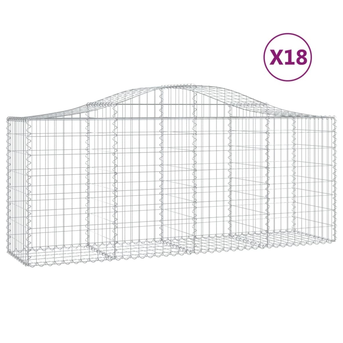 vidaXL Συρματοκιβώτια Τοξωτά 18 τεμ. 200x50x80/100 εκ. Γαλβαν. Ατσάλι