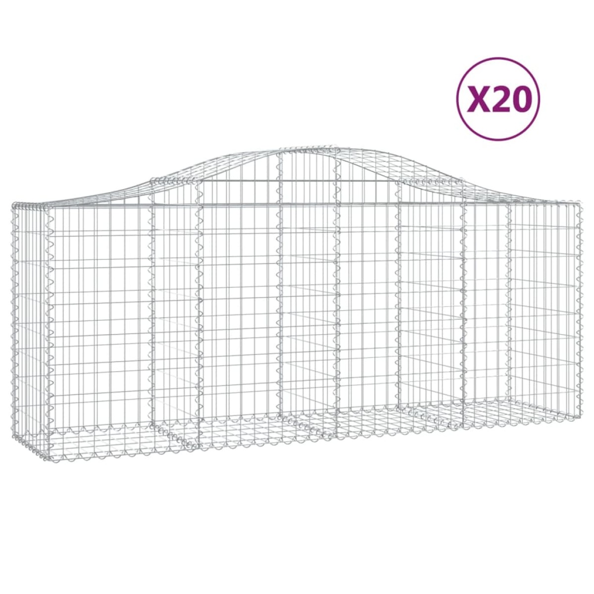 vidaXL Συρματοκιβώτια Τοξωτά 20 τεμ. 200x50x80/100 εκ. Γαλβαν. Ατσάλι