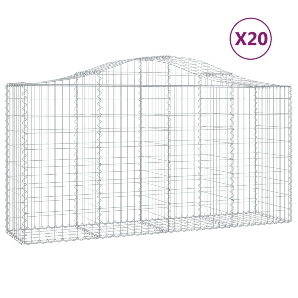 vidaXL Συρματοκιβώτια Τοξωτά 20 τεμ. 200x50x100/120 εκ. Γαλβαν. Ατσάλι
