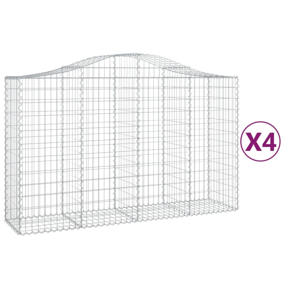 vidaXL Συρματοκιβώτια Τοξωτά 4 τεμ. 200x50x120/140 εκ. Γαλβαν. Ατσάλι