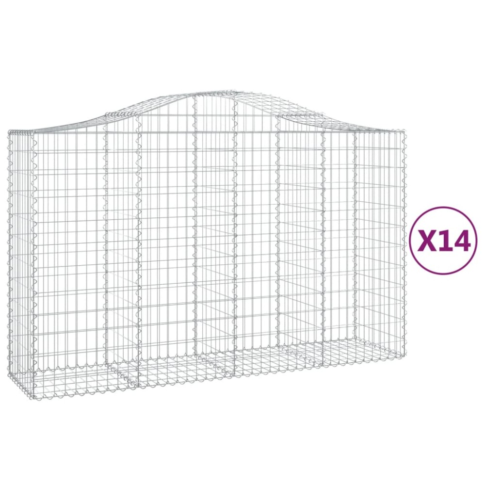 vidaXL Συρματοκιβώτια Τοξωτά 14 τεμ. 200x50x120/140 εκ. Γαλβαν. Ατσάλι