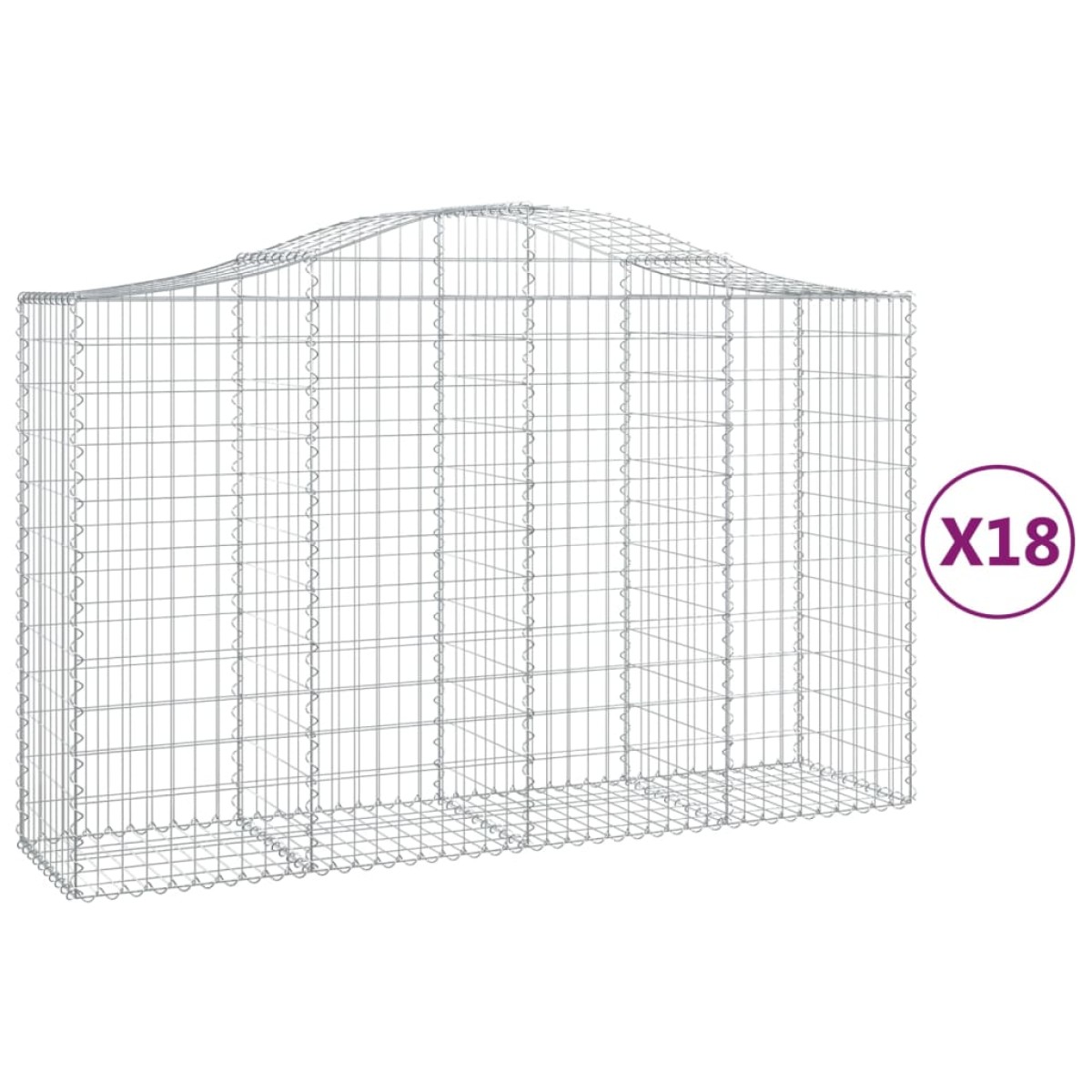 vidaXL Συρματοκιβώτια Τοξωτά 18 τεμ. 200x50x120/140 εκ. Γαλβαν. Ατσάλι