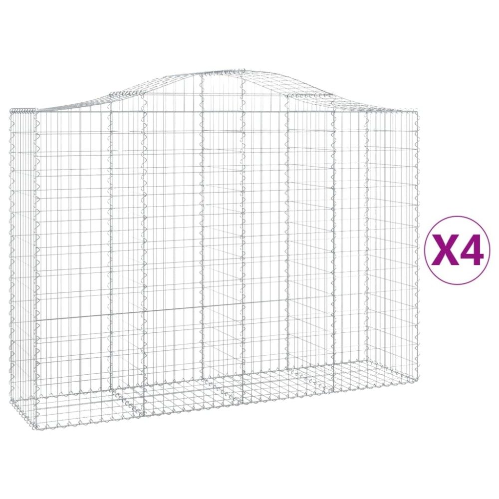 vidaXL Συρματοκιβώτια Τοξωτά 4 τεμ. 200x50x140/160 εκ. Γαλβαν. Ατσάλι