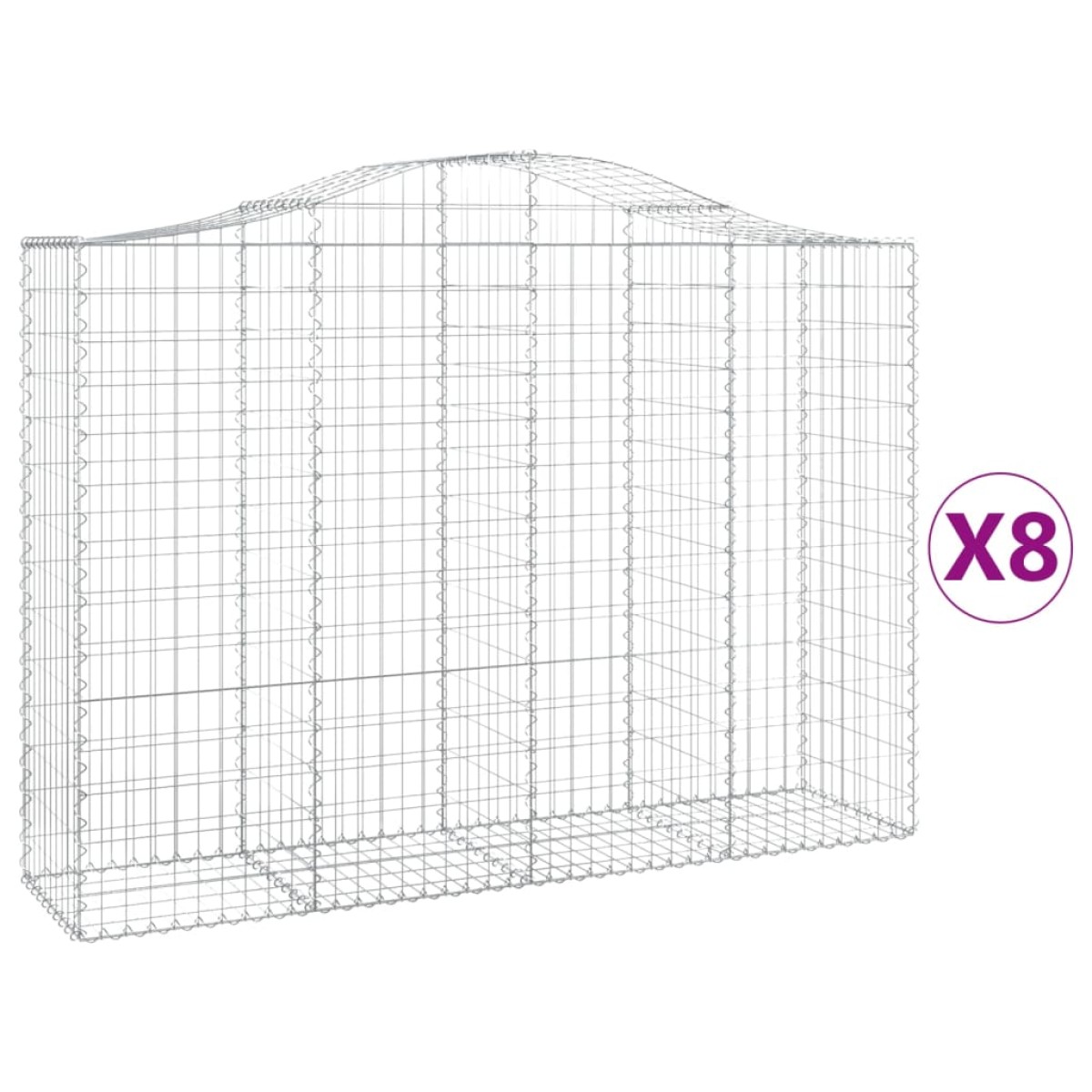 vidaXL Συρματοκιβώτια Τοξωτά 8 τεμ. 200x50x140/160 εκ. Γαλβαν. Ατσάλι