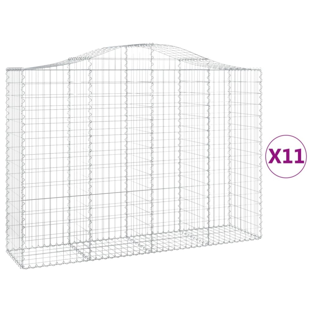 vidaXL Συρματοκιβώτια Τοξωτά 11 τεμ. 200x50x140/160 εκ. Γαλβαν. Ατσάλι