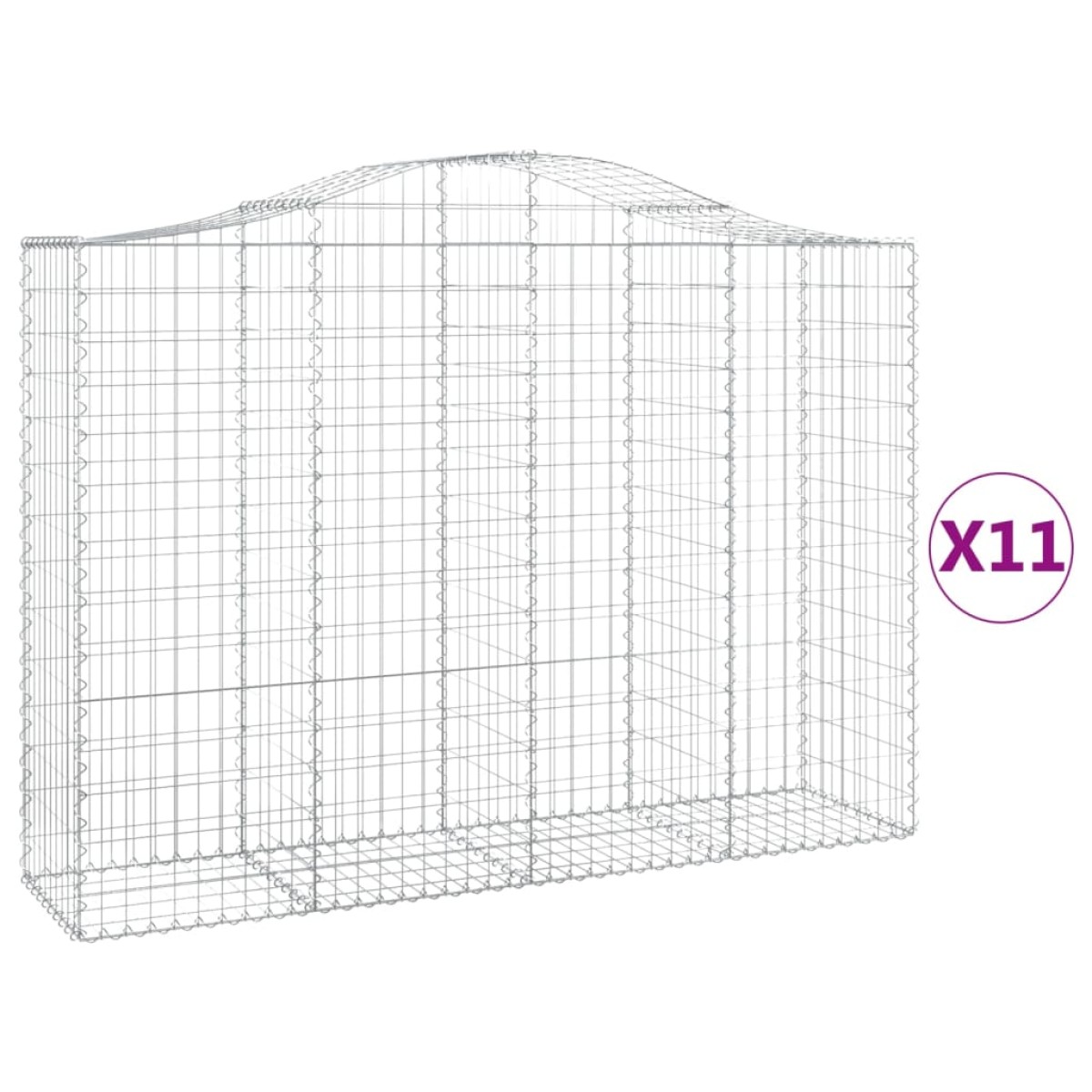 vidaXL Συρματοκιβώτια Τοξωτά 11 τεμ. 200x50x140/160 εκ. Γαλβαν. Ατσάλι