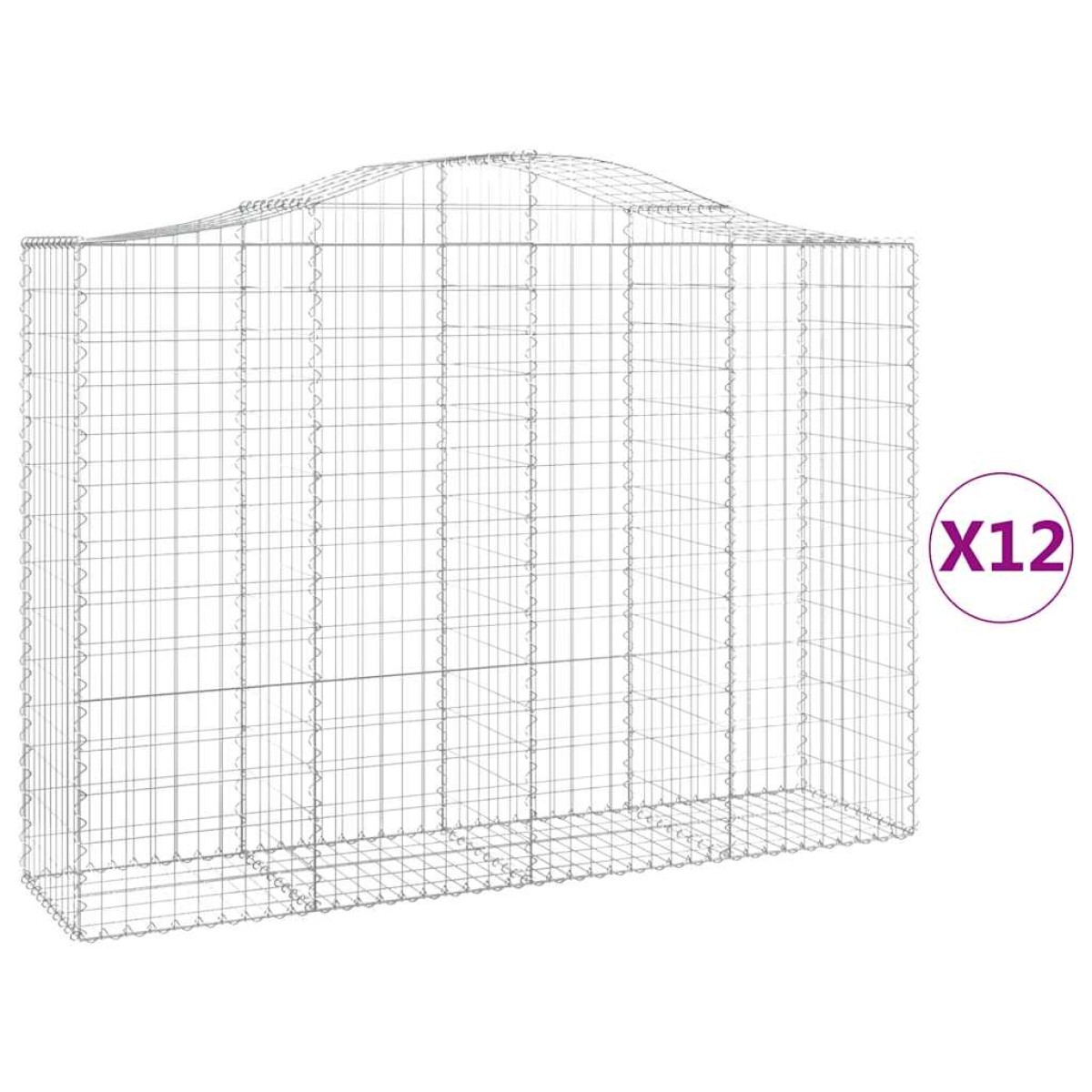 vidaXL Συρματοκιβώτια Τοξωτά 12 τεμ. 200x50x140/160 εκ. Γαλβαν. Ατσάλι