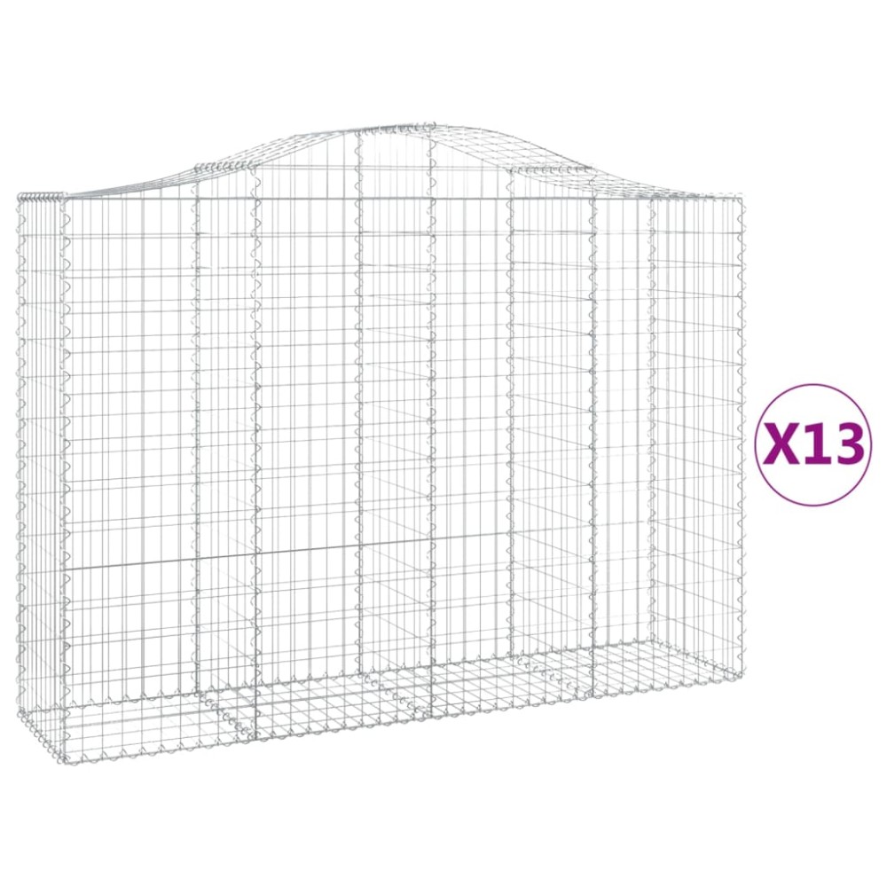 vidaXL Συρματοκιβώτια Τοξωτά 13 τεμ. 200x50x140/160 εκ. Γαλβαν. Ατσάλι