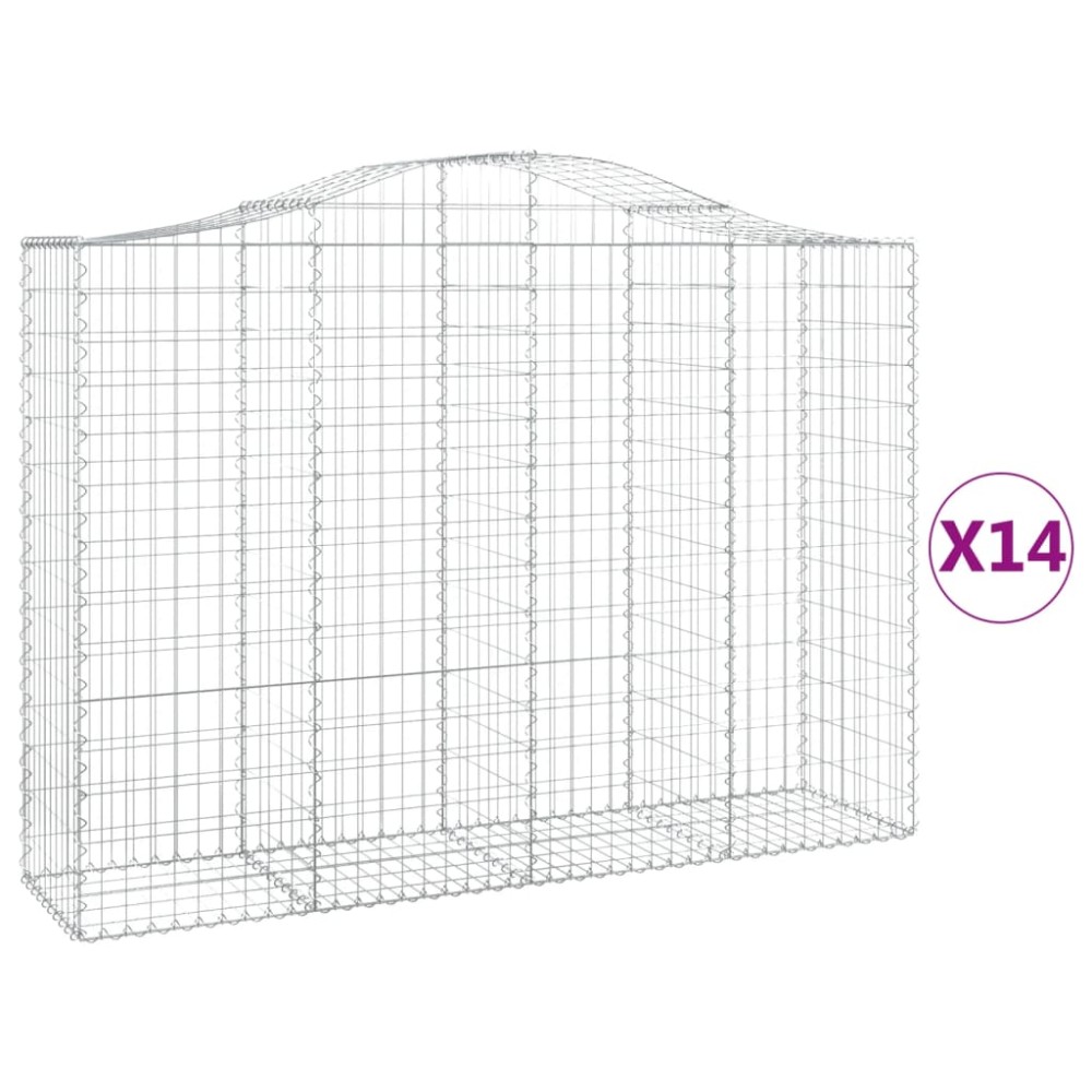 vidaXL Συρματοκιβώτια Τοξωτά 14 τεμ. 200x50x140/160 εκ. Γαλβαν. Ατσάλι