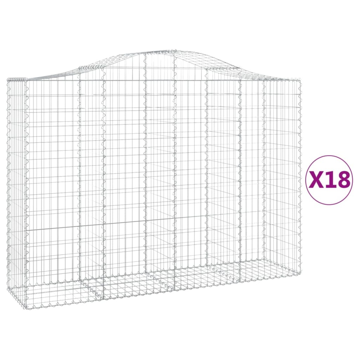 vidaXL Συρματοκιβώτια Τοξωτά 18 τεμ. 200x50x140/160 εκ. Γαλβαν. Ατσάλι