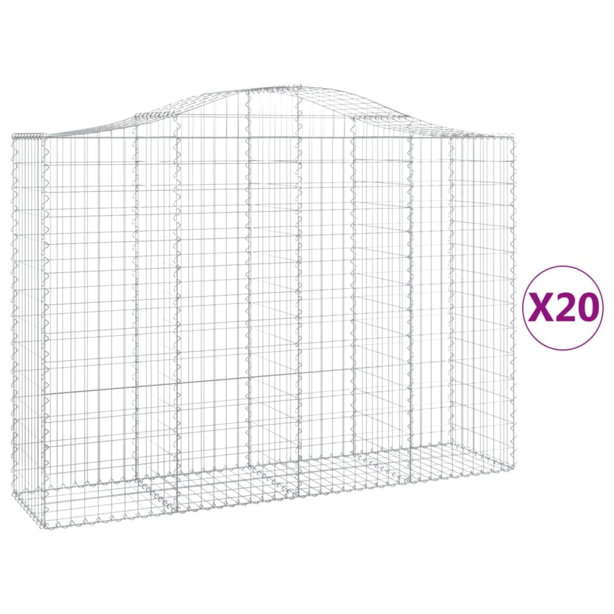 vidaXL Συρματοκιβώτια Τοξωτά 20 τεμ. 200x50x140/160 εκ. Γαλβαν. Ατσάλι