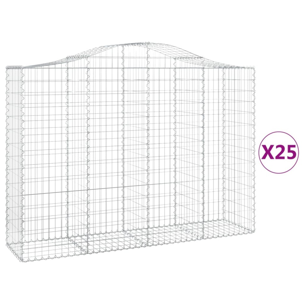 vidaXL Συρματοκιβώτια Τοξωτά 25 τεμ. 200x50x140/160 εκ. Γαλβαν. Ατσάλι