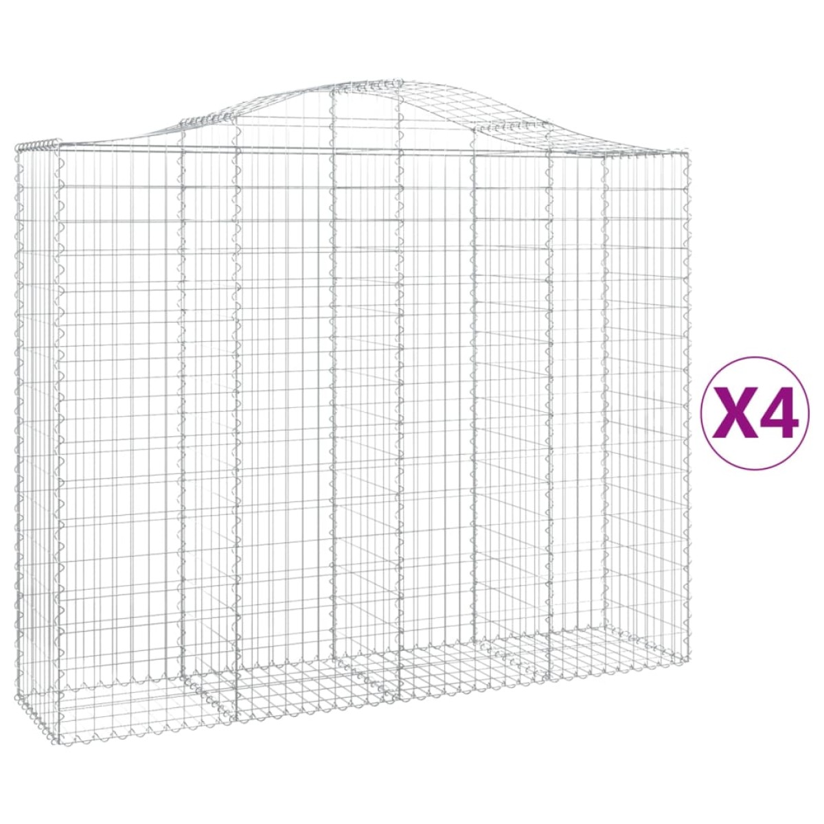 vidaXL Συρματοκιβώτια Τοξωτά 4 τεμ. 200x50x160/180 εκ. Γαλβαν. Ατσάλι