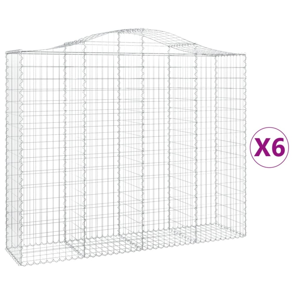 vidaXL Συρματοκιβώτια Τοξωτά 6 τεμ. 200x50x160/180 εκ. Γαλβαν. Ατσάλι