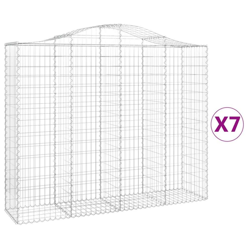 vidaXL Συρματοκιβώτια Τοξωτά 7 τεμ. 200x50x160/180 εκ. Γαλβαν. Ατσάλι