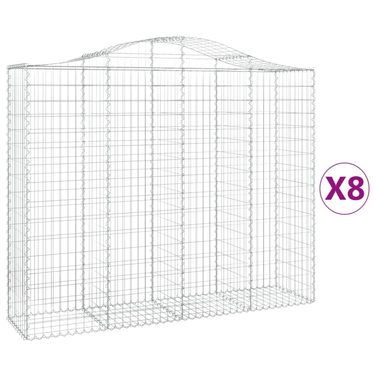 vidaXL Συρματοκιβώτια Τοξωτά 8 τεμ. 200x50x160/180 εκ. Γαλβαν. Ατσάλι
