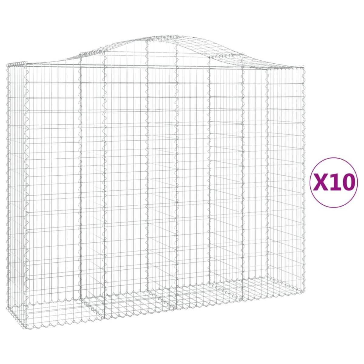 vidaXL Συρματοκιβώτια Τοξωτά 10 τεμ. 200x50x160/180 εκ. Γαλβαν. Ατσάλι