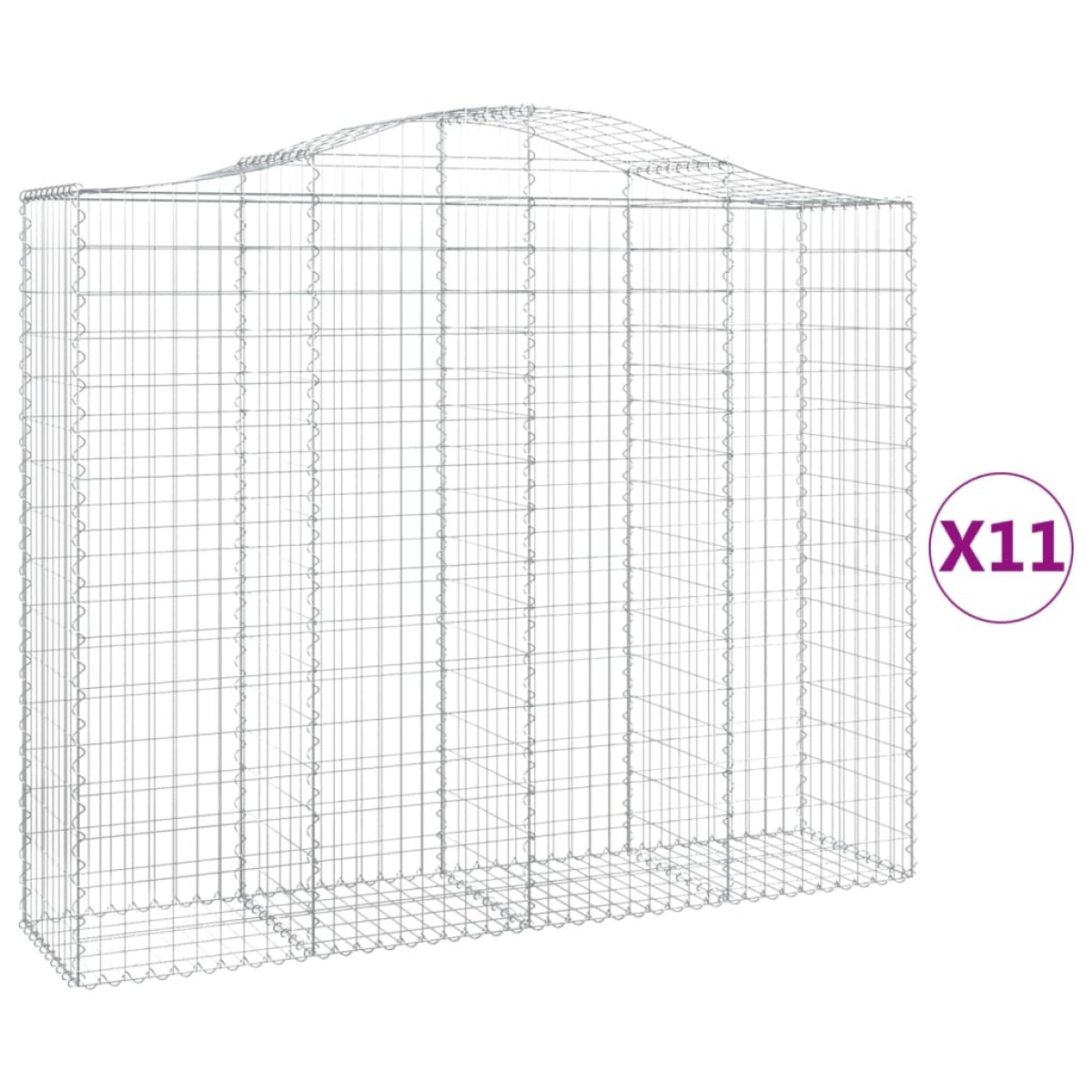 vidaXL Συρματοκιβώτια Τοξωτά 11 τεμ. 200x50x160/180 εκ. Γαλβαν. Ατσάλι