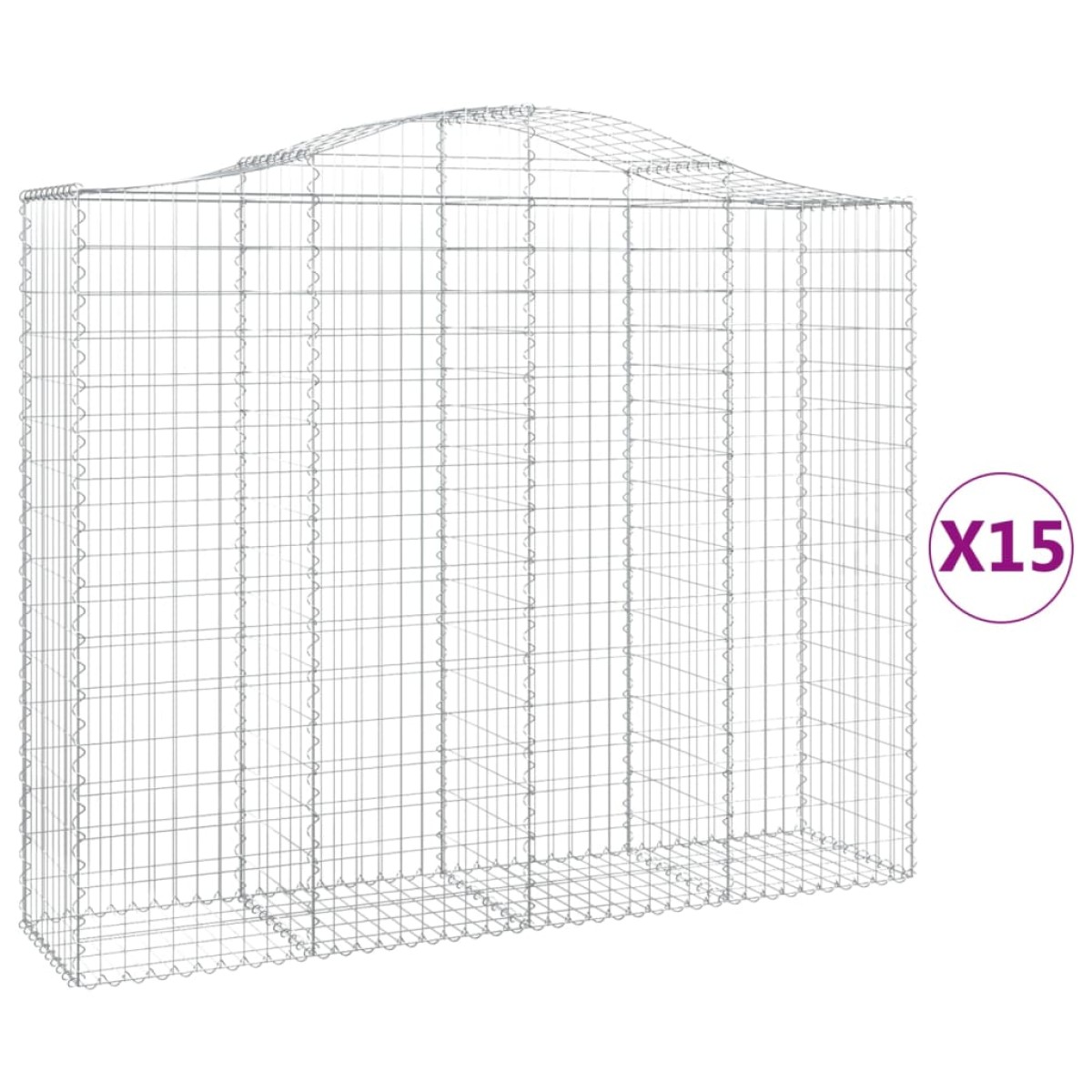 vidaXL Συρματοκιβώτια Τοξωτά 15 τεμ. 200x50x160/180 εκ. Γαλβαν. Ατσάλι