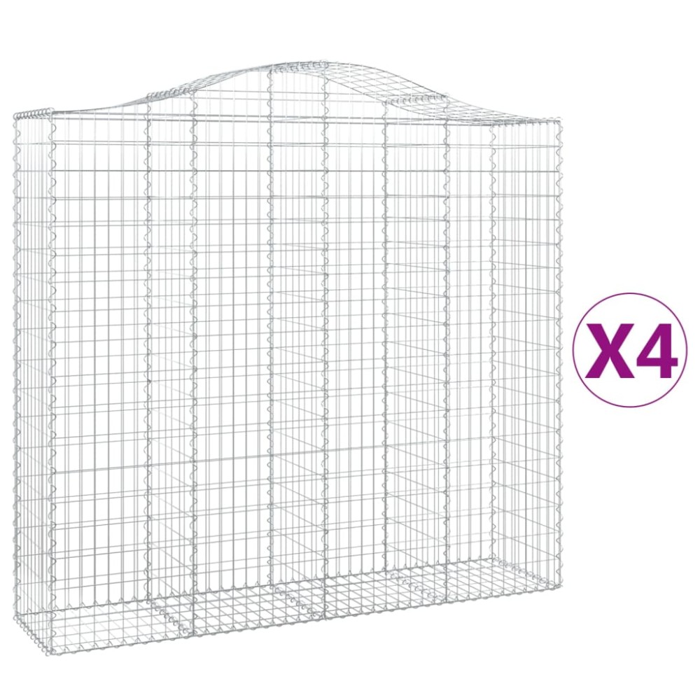 vidaXL Συρματοκιβώτια Τοξωτά 4 τεμ. 200x50x180/200 εκ. Γαλβαν. Ατσάλι