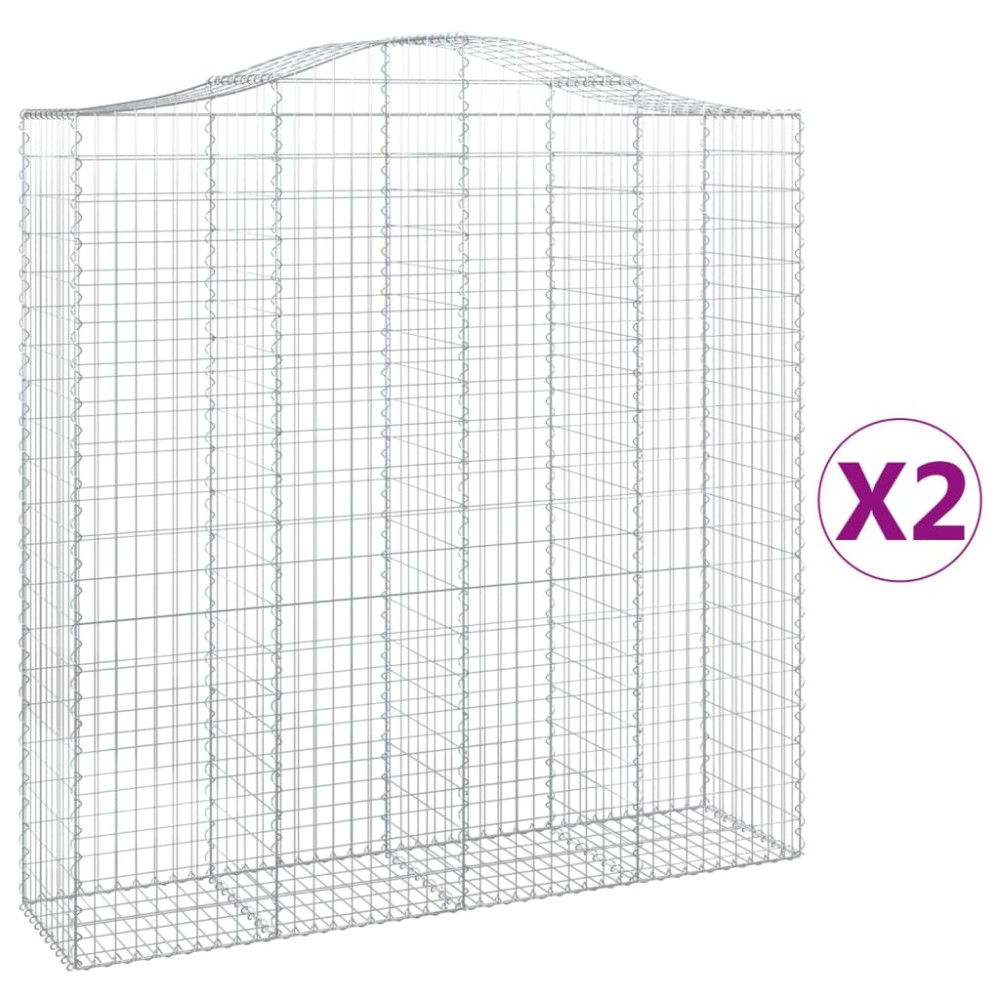 vidaXL Συρματοκιβώτια Τοξωτά 2 τεμ. 200x50x200/220 εκ. Γαλβαν. Ατσάλι