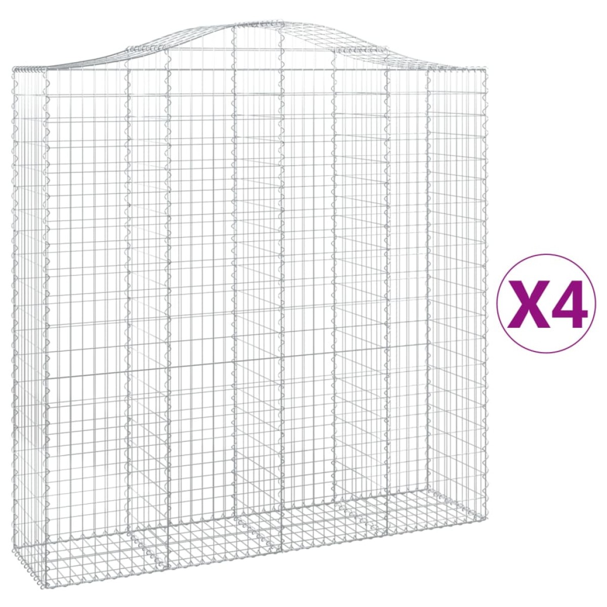 vidaXL Συρματοκιβώτια Τοξωτά 4 τεμ. 200x50x200/220 εκ. Γαλβαν. Ατσάλι
