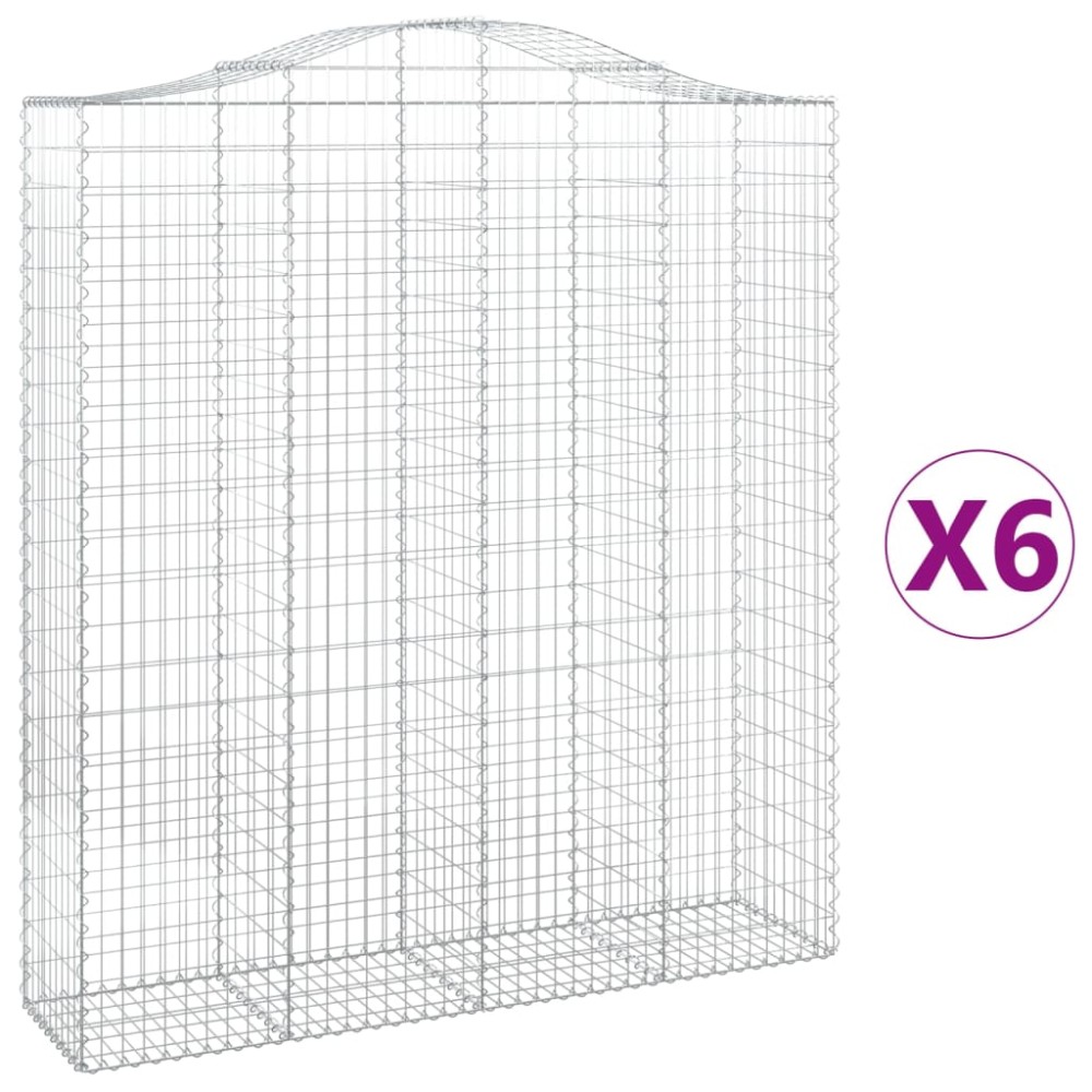 vidaXL Συρματοκιβώτια Τοξωτά 6 τεμ. 200x50x220/240 εκ. Γαλβαν. Ατσάλι