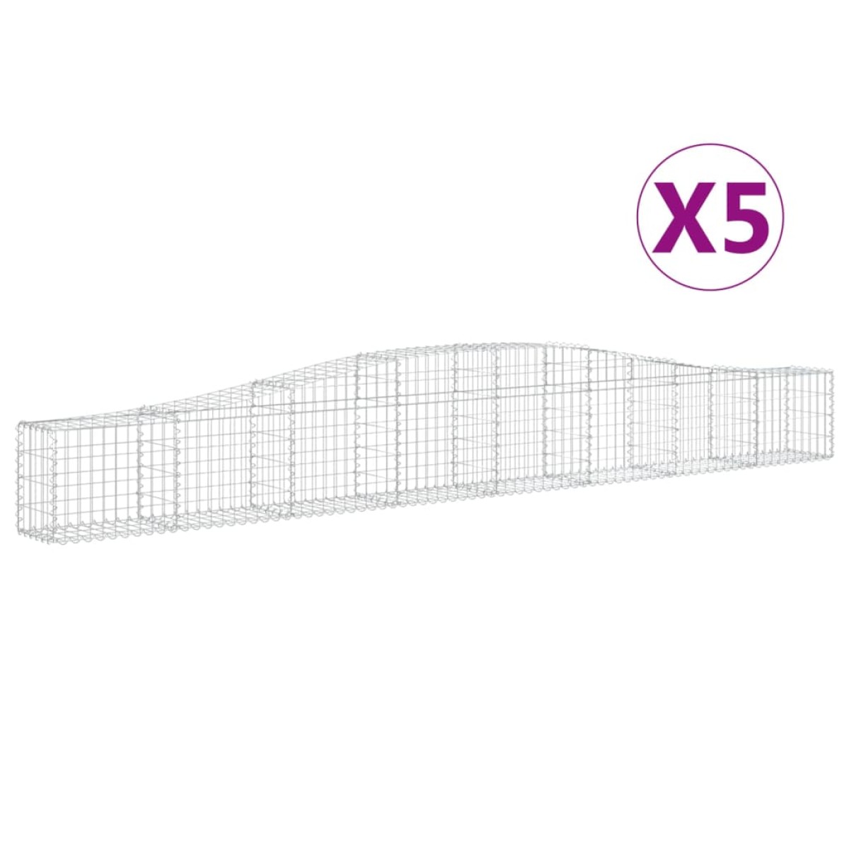 vidaXL Συρματοκιβώτια Τοξωτά 5 τεμ. 400x30x40/60 εκ. Γαλβαν. Ατσάλι