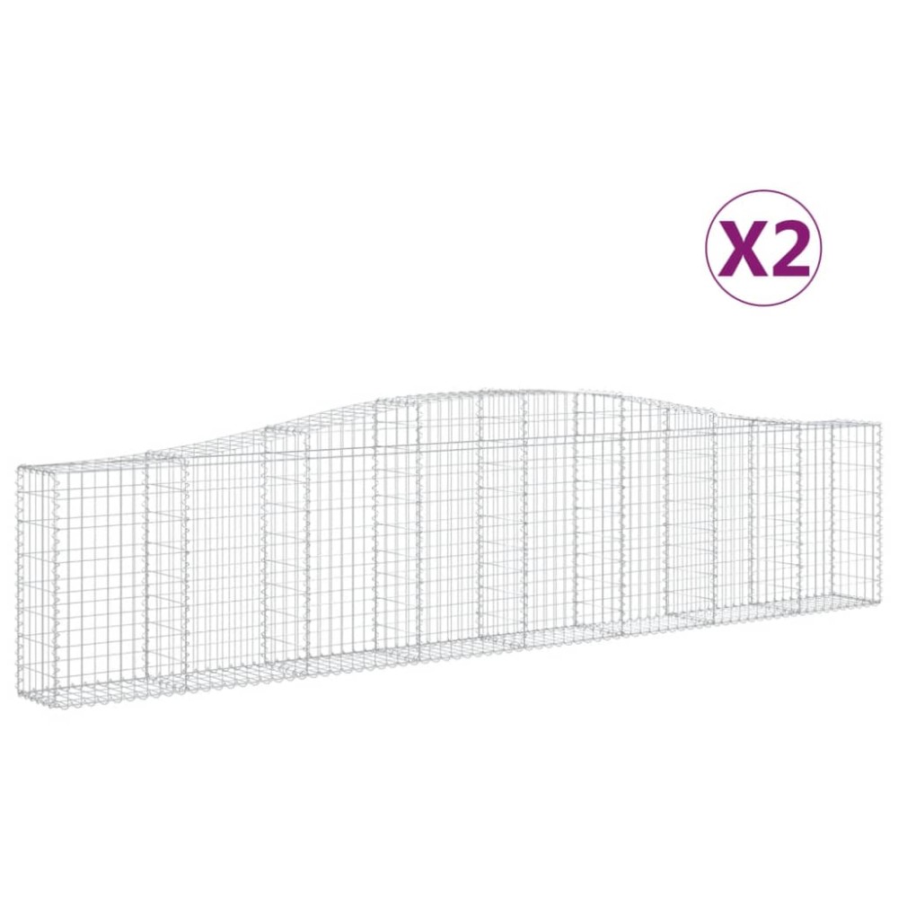 vidaXL Συρματοκιβώτια Τοξωτά 2 τεμ. 400x30x80/100 εκ. Γαλβαν. Ατσάλι