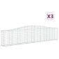 vidaXL Συρματοκιβώτια Τοξωτά 3 τεμ. 400x30x80/100 εκ. Γαλβαν. Ατσάλι