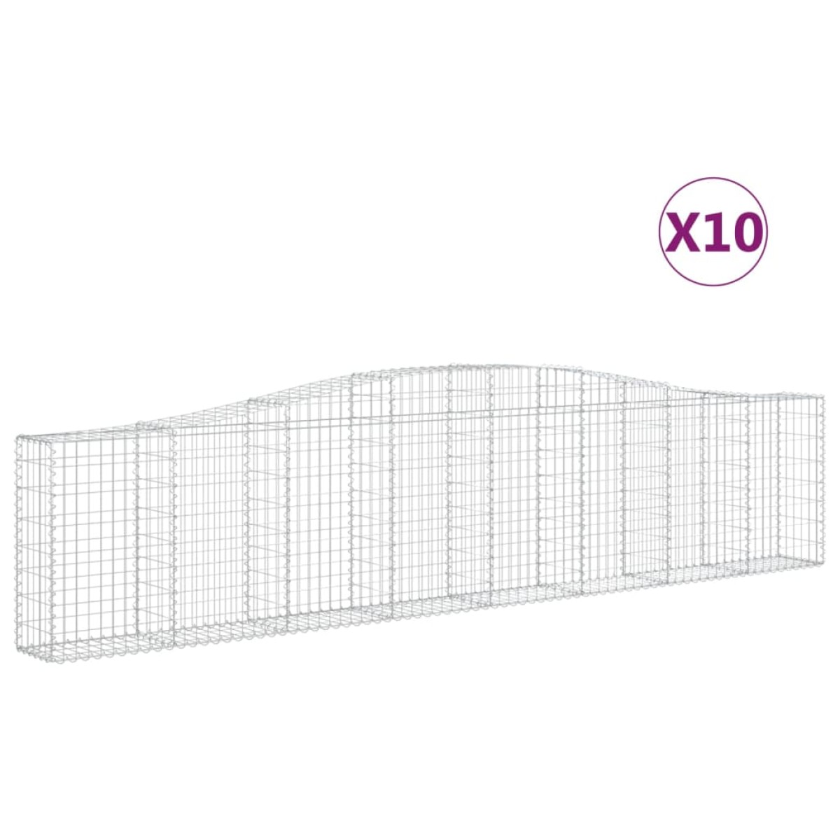 vidaXL Συρματοκιβώτια Τοξωτά 10 τεμ. 400x30x80/100 εκ. Γαλβαν. Ατσάλι
