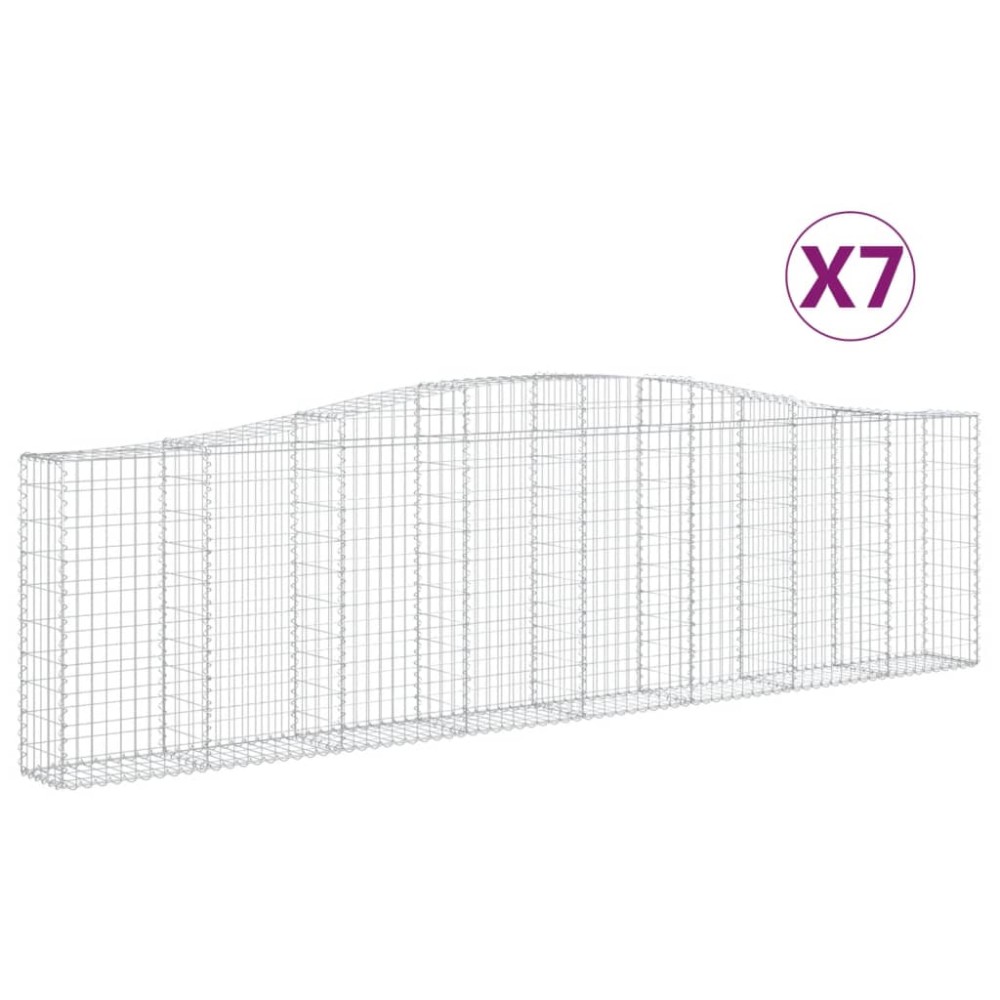 vidaXL Συρματοκιβώτια Τοξωτά 7 τεμ. 400x30x100/120 εκ. Γαλβαν. Ατσάλι
