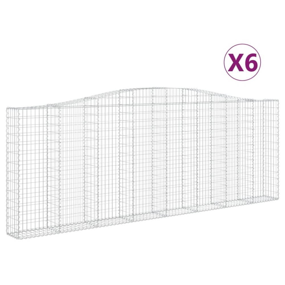 vidaXL Συρματοκιβώτια Τοξωτά 6 τεμ. 400x30x140/160 εκ. Γαλβαν. Ατσάλι
