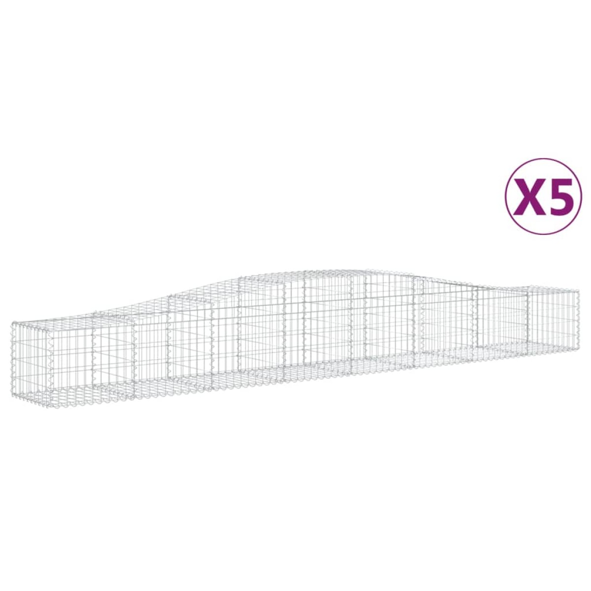 vidaXL Συρματοκιβώτια Τοξωτά 5 τεμ. 400x50x40/60 εκ. Γαλβαν. Ατσάλι
